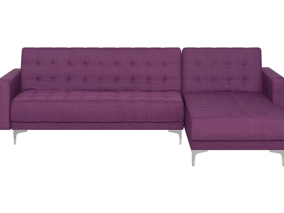 Left Hand Fabric Corner Sofa Purple Aberdeen