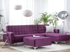 Left Hand Fabric Corner Sofa Purple Aberdeen