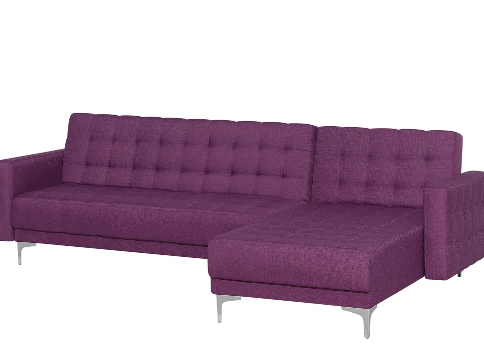 Left Hand Fabric Corner Sofa Purple Aberdeen