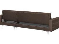 Left Hand Fabric Corner Sofa With Ottoman Brown Aberdeen