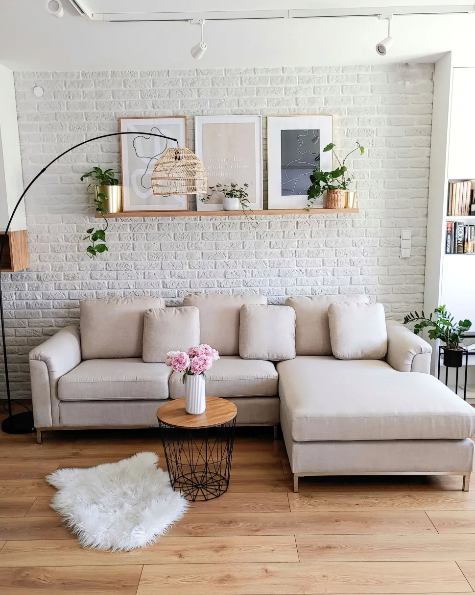 Left Hand Fabric Corner Sofa Beige Oslo