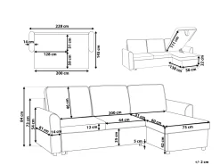 Left Hand Fabric Corner Sofa Bed With Storage Black Nesna