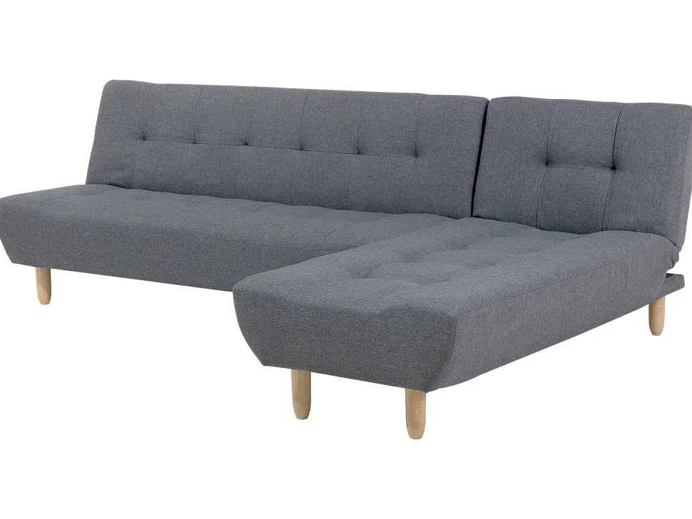 Left Hand Fabric Corner Sofa Bed Grey Alsten