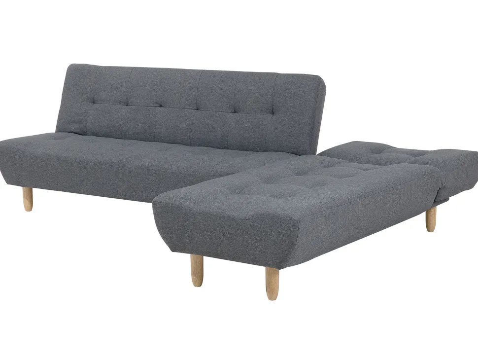 Left Hand Fabric Corner Sofa Bed Grey Alsten