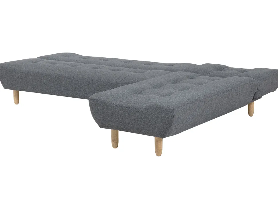 Left Hand Fabric Corner Sofa Bed Grey Alsten