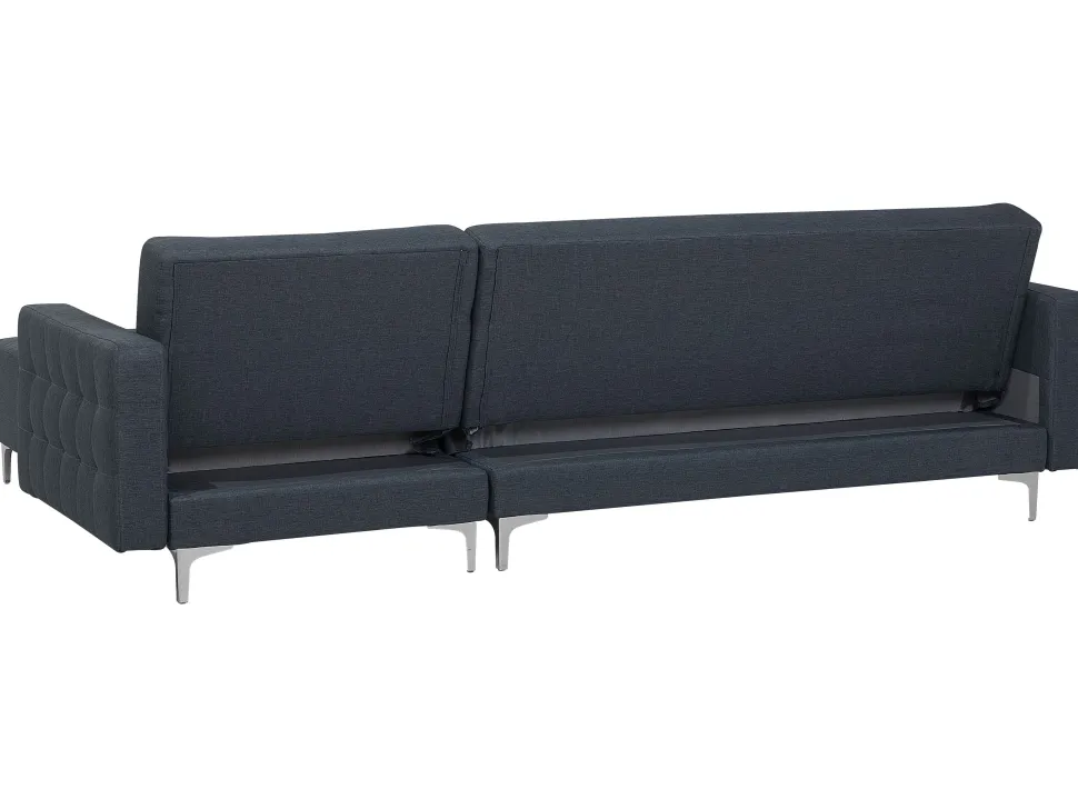Left Hand Fabric Corner Sofa With Ottoman Dark Grey Aberdeen