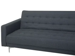 Left Hand Fabric Corner Sofa With Ottoman Dark Grey Aberdeen
