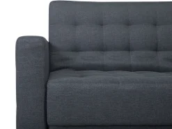 Left Hand Fabric Corner Sofa With Ottoman Dark Grey Aberdeen