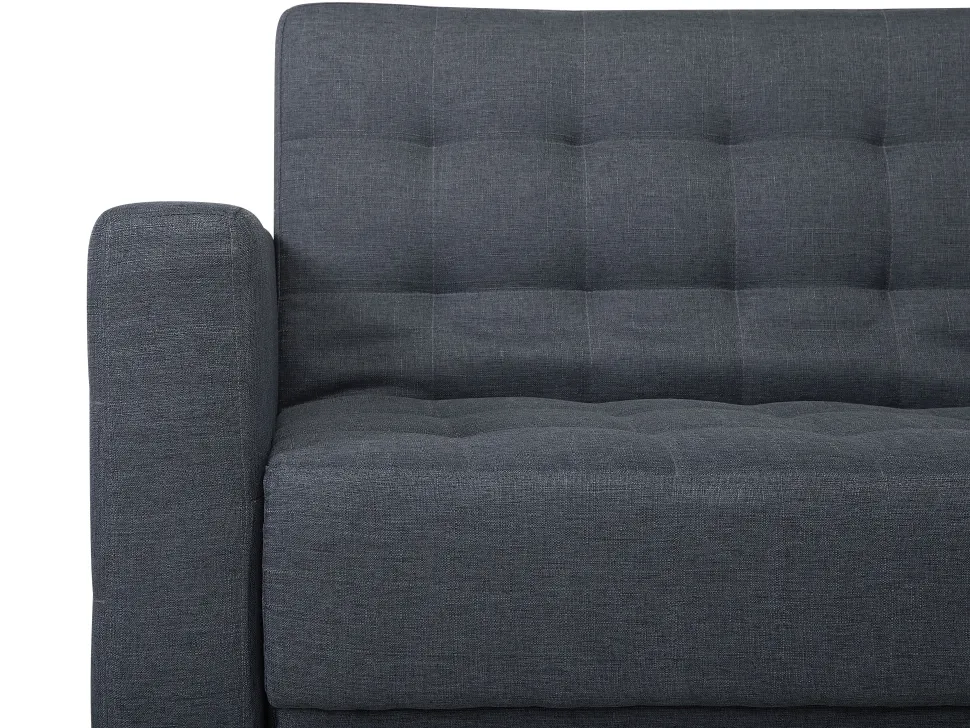 Left Hand Fabric Corner Sofa With Ottoman Dark Grey Aberdeen