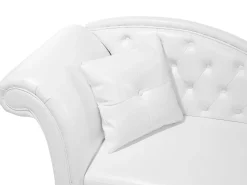 Left Hand Faux Leather Chaise Lounge White Lattes
