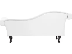 Left Hand Faux Leather Chaise Lounge White Lattes