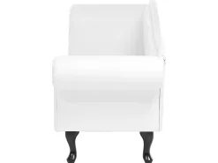 Left Hand Faux Leather Chaise Lounge White Lattes