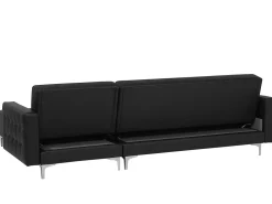 Left Hand Faux Leather Corner Sofa Black Aberdeen