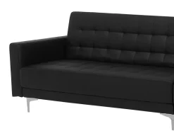 Left Hand Faux Leather Corner Sofa Black Aberdeen