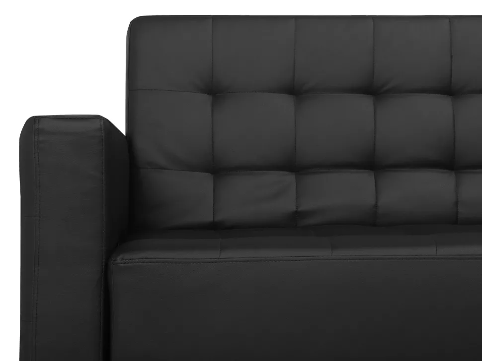 Left Hand Faux Leather Corner Sofa Black Aberdeen