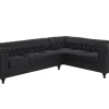 Left Hand Faux Leather Corner Sofa Black Chesterfield