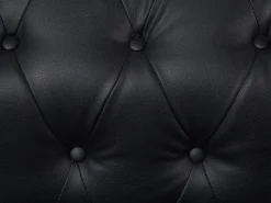 Left Hand Faux Leather Corner Sofa Black Chesterfield