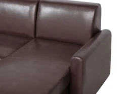 Left Hand Faux Leather Corner Sofa Bed With Storage Dark Brown Ogna