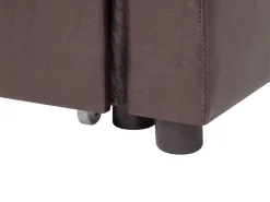 Left Hand Faux Leather Corner Sofa Bed With Storage Dark Brown Ogna