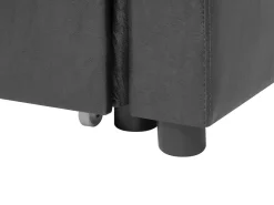 Left Hand Faux Leather Corner Sofa Bed With Storage Black Ogna