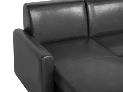 Left Hand Faux Leather Corner Sofa Bed With Storage Black Ogna