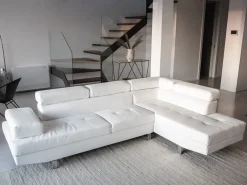 Left Hand Faux Leather Corner Sofa White Norrea