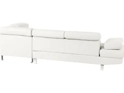 Left Hand Faux Leather Corner Sofa White Norrea