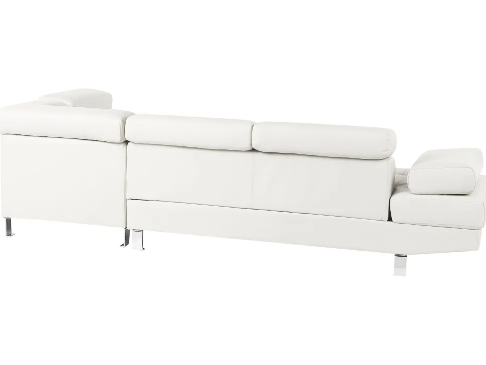 Left Hand Faux Leather Corner Sofa White Norrea