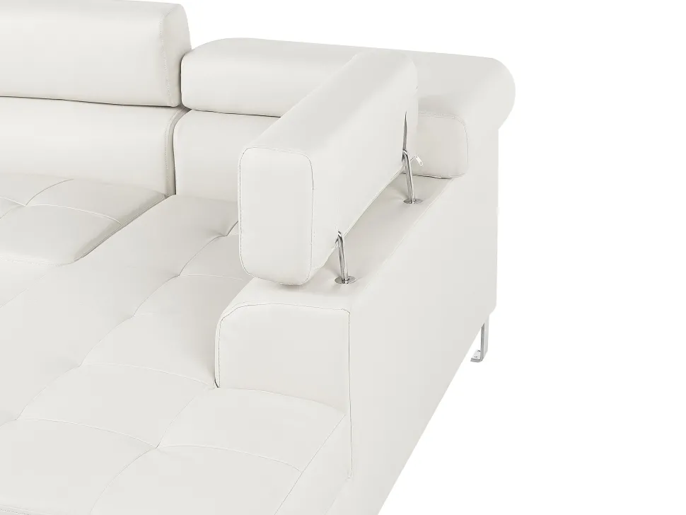 Left Hand Faux Leather Corner Sofa White Norrea
