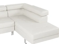 Left Hand Faux Leather Corner Sofa White Norrea