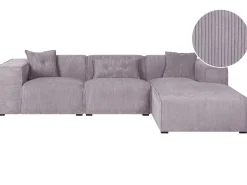 Left Hand Jumbo Cord Corner Sofa Grey Dolva