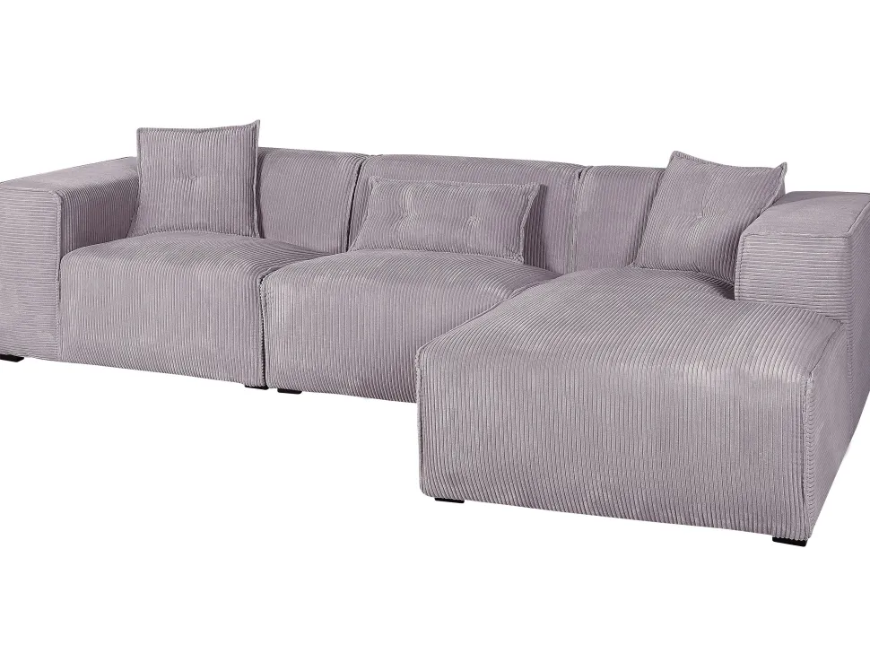 Left Hand Jumbo Cord Corner Sofa Grey Dolva