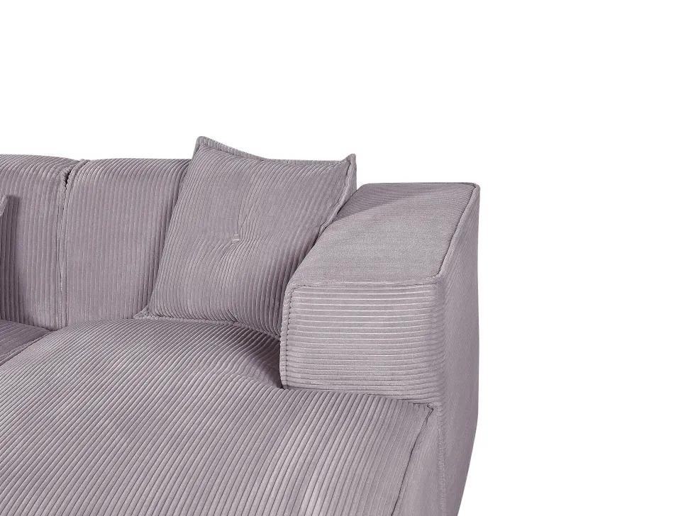 Left Hand Jumbo Cord Corner Sofa Grey Dolva
