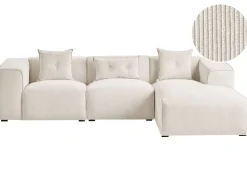 Left Hand Jumbo Cord Corner Sofa Off-White Dolva