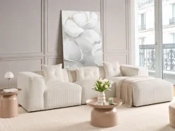 Left Hand Jumbo Cord Corner Sofa Off-White Dolva