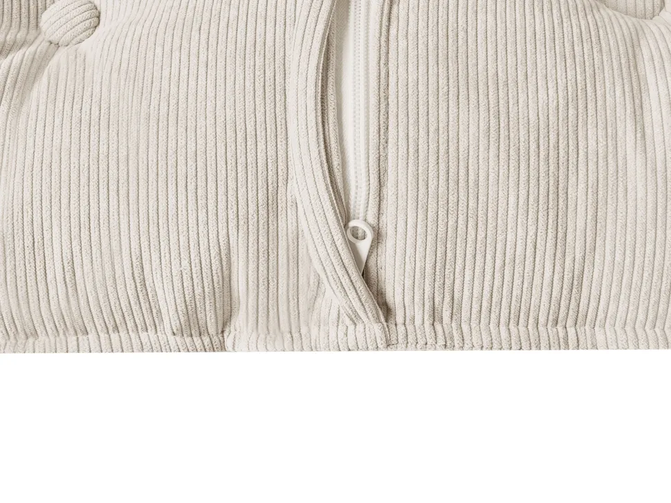 Left Hand Jumbo Cord Corner Sofa Off-White Dolva