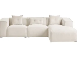 Left Hand Jumbo Cord Corner Sofa Off-White Dolva
