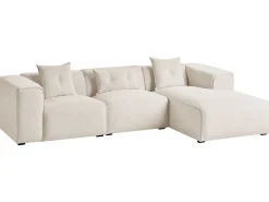 Left Hand Jumbo Cord Corner Sofa Off-White Dolva