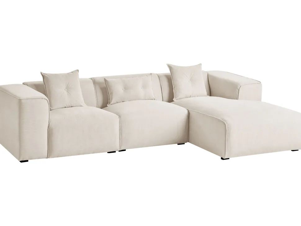 Left Hand Jumbo Cord Corner Sofa Off-White Dolva