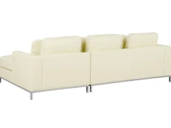 Left Hand Leather Corner Sofa With Ottoman Beige Oslo