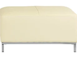 Left Hand Leather Corner Sofa With Ottoman Beige Oslo