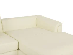 Left Hand Leather Corner Sofa With Ottoman Beige Oslo