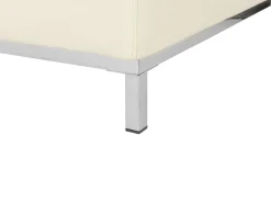 Left Hand Leather Corner Sofa With Ottoman Beige Oslo