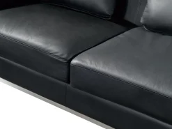 Left Hand Leather Corner Sofa With Ottoman Black Oslo