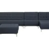 Left Hand Modular Fabric Sofa With Ottoman Dark Grey Aberdeen