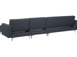 Left Hand Modular Fabric Sofa With Ottoman Dark Grey Aberdeen