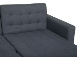 Left Hand Modular Fabric Sofa With Ottoman Dark Grey Aberdeen