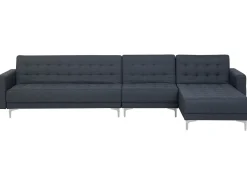 Left Hand Modular Fabric Sofa Dark Grey Aberdeen