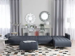 Left Hand Modular Fabric Sofa Dark Grey Aberdeen