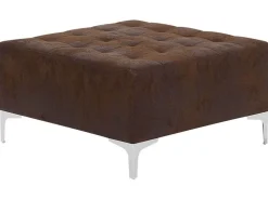 Left Hand Modular Faux Leather Sofa With Ottoman Brown Aberdeen